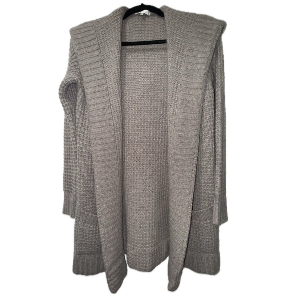 🧥 VINCE Cashmere Wool Blend Open Front Cardigan w/ Hood Taupe‎ | Women's Sz M
